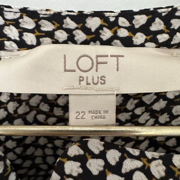 LOFT PLUS Floral Print Belted Dress - Size 22 - Picture 6 of 10